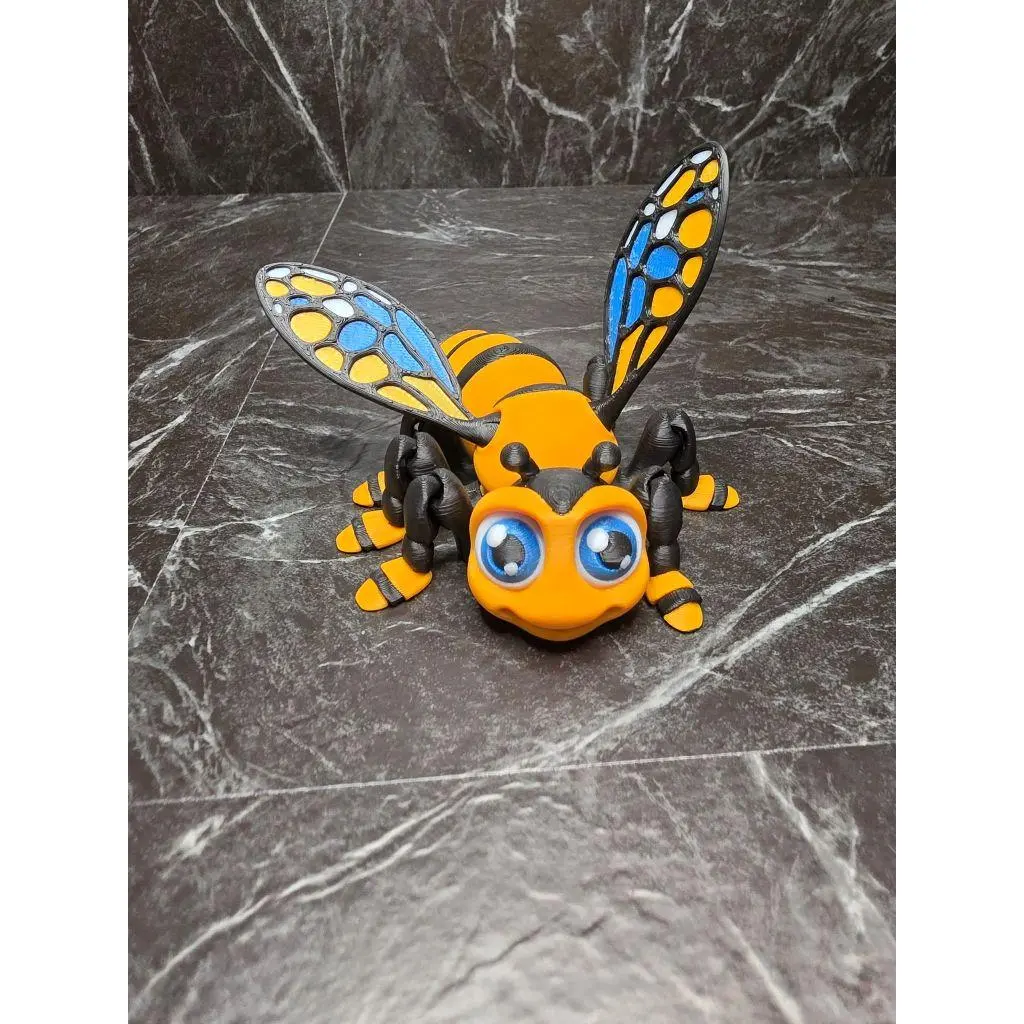 Cute Honey Bee Figurine 4.5" Articulated with Moving Wings Perfect for Collections
