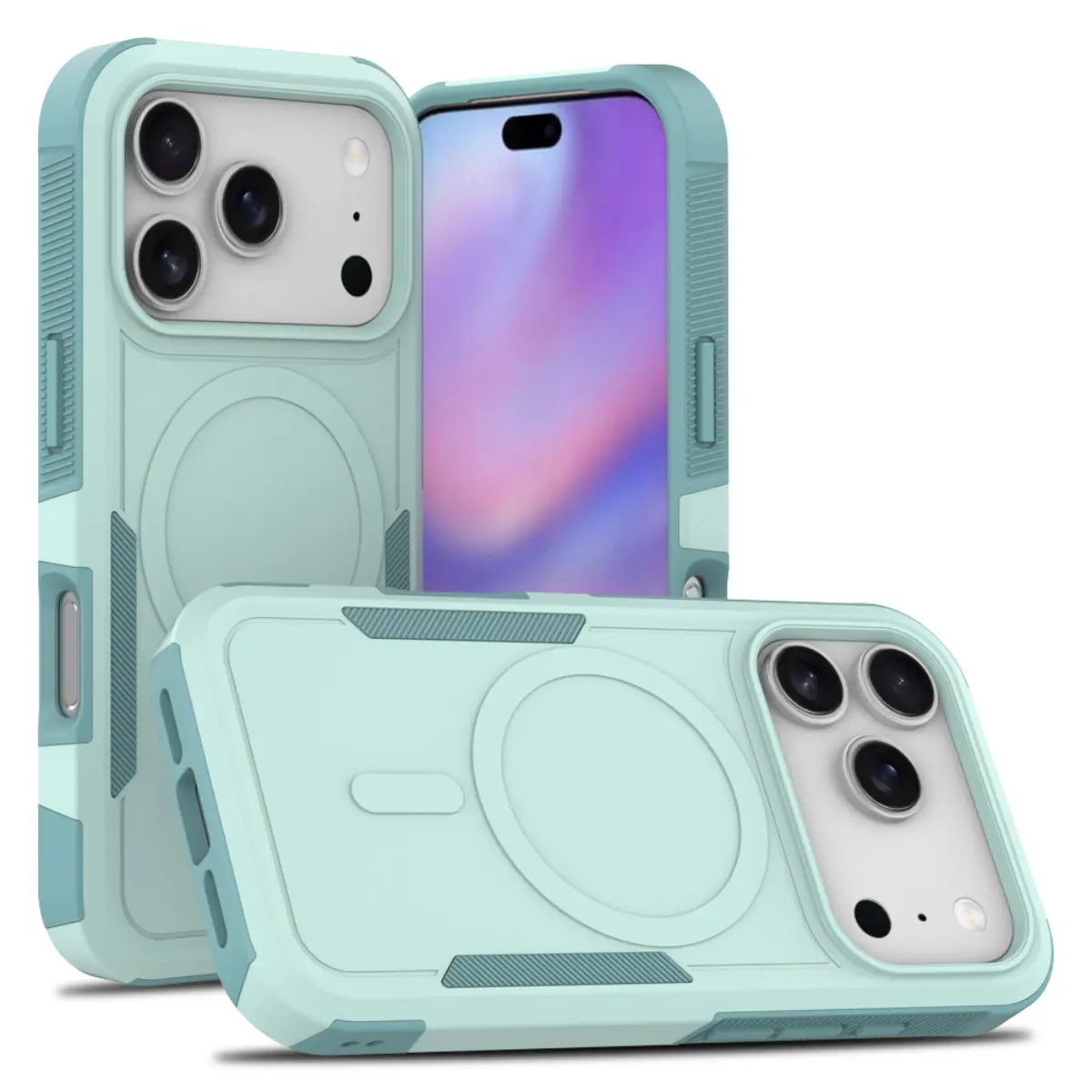 Magnetic Anti Slip Shockproof Case for iPhone 17 16 Pro Max. Heavy Duty Military Grade Drop Protection Full Body 2 in 1 Hybrid Protective Cover with Textured Side Grip. Slim Rugged MagSafe Phone Case Accessories Practical Gifts for Men Guys