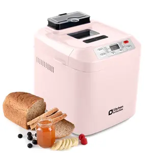 2LB Automatic Bread Maker Machine with Auto Fruit & Nut Dispenser, 12-in-1 Programmable, Gluten-Free, 13H Delay Timer, Nonstick Pan for Easy Homemade Bread Baking