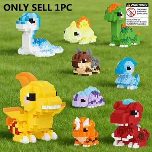 Cute Dinosaur Animal Building Block Set, Mini Dinosaur Party Gift Toy, Assembly Game Home Decor Creative Birthday Present for Kids over 8 Years Blocks Set Bricks