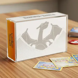 PKMN Anime Cartoon Graded Game Cards TCG Booster Acrylic Storage Box Display for Charizard UPC Thick Magnetic Lid Protector Precision-Fit Clear Case for PKMN Booster Box & Charizard Ultra Premium Collection Stackable Trading