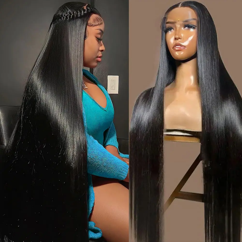VIPbeauty 40 Inch Straight Lace Frontal Wigs Human Hair 13x6 Lace Frontal Wig HD Transparent Lace Wig Pre Plucked 16A Brazilian Virgin Human Hair Wigs for Women
