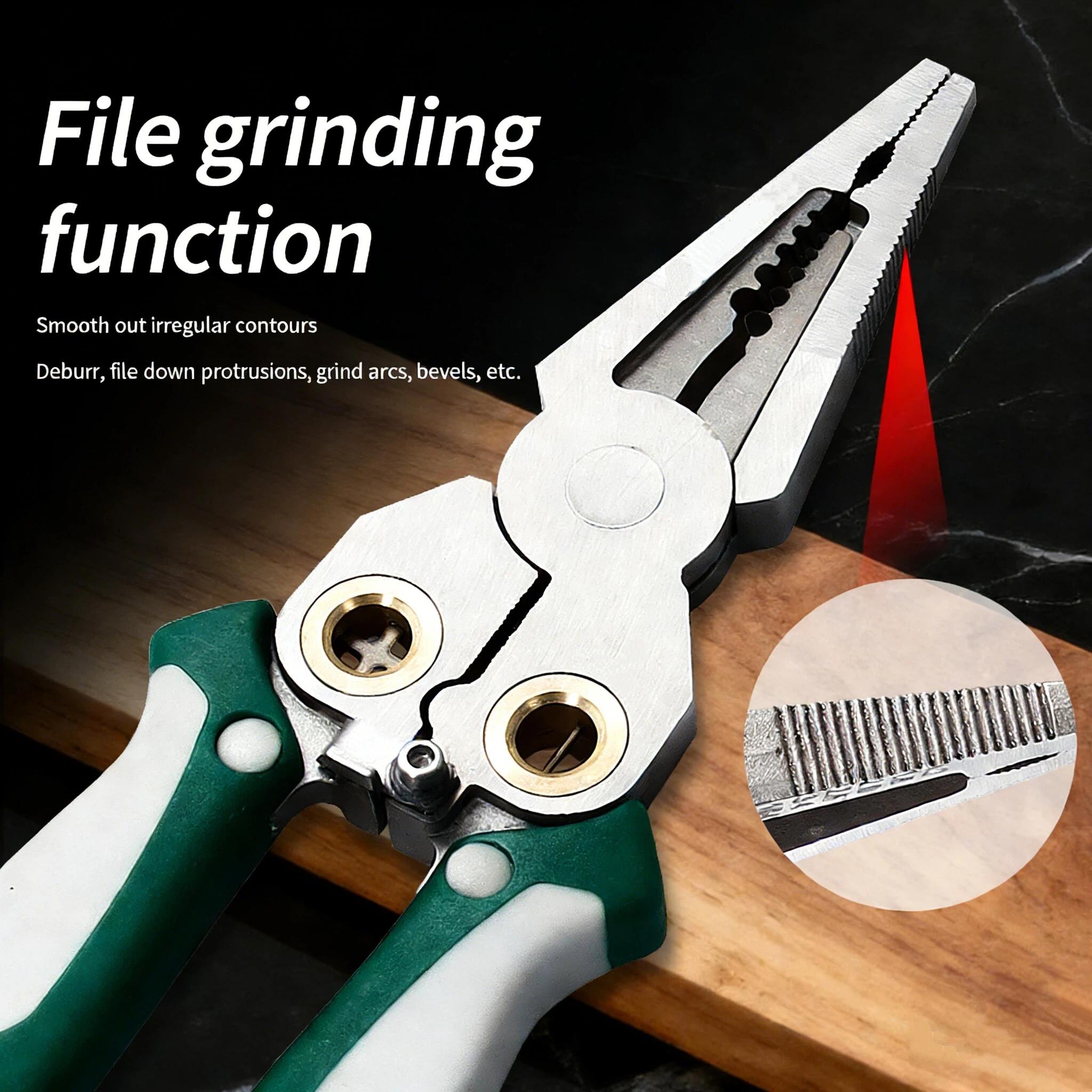 Stainless Steel 8-in-1 Wire Stripper Pliers with Voltage Test, Cable Cutting, Stripping, Crimping and Splitting Tool for Home, DIY and Electrical Work Stainless Steel 8-in-1 Wire Stripper Pliers with Voltage Test, Cable Cutting, Stripping, Crimping and Splitting Tool for Home, DIY and Electrical Work