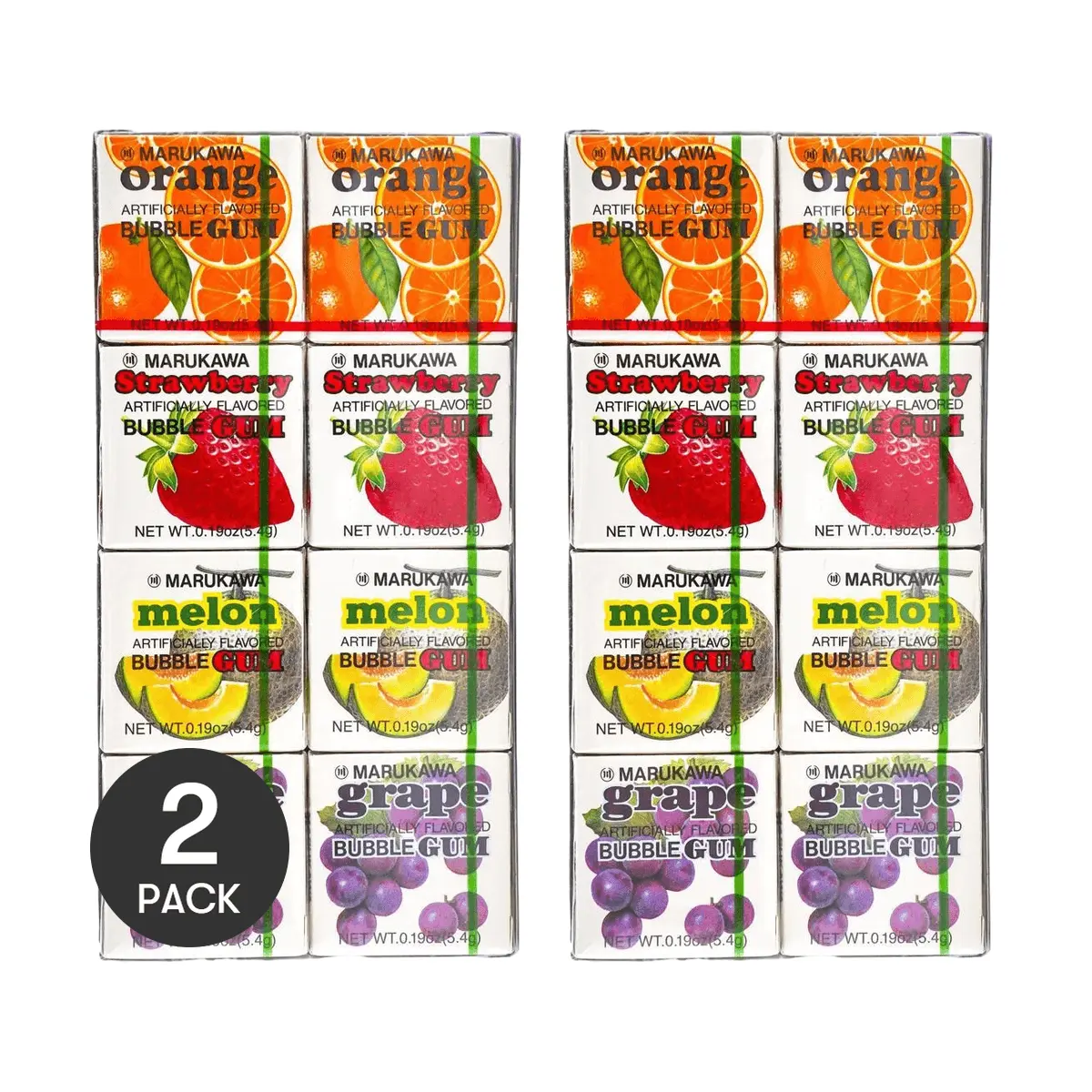 MARUKAWA Japanese Bubble Gum Variety Pack 2 Bags 1.5oz Each - Fun Flavors for Kids and Adults