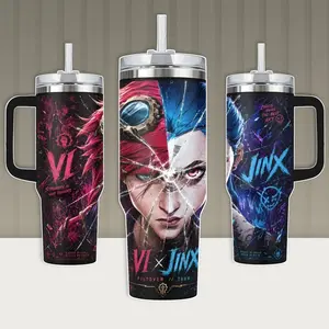 Arcane Vi Jinx Dual Split Tumbler with Handle Lid Straw Insulated Stainless Steel 20oz 40oz Cup