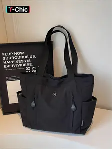 Large Capacity Tote Bag, Lightweight and Spacious, Fashionable Daily Use, Neutral Simple Shoulder Bag, Multiple Side Pockets, Comfortable Handbag, Daily Commuting Bag