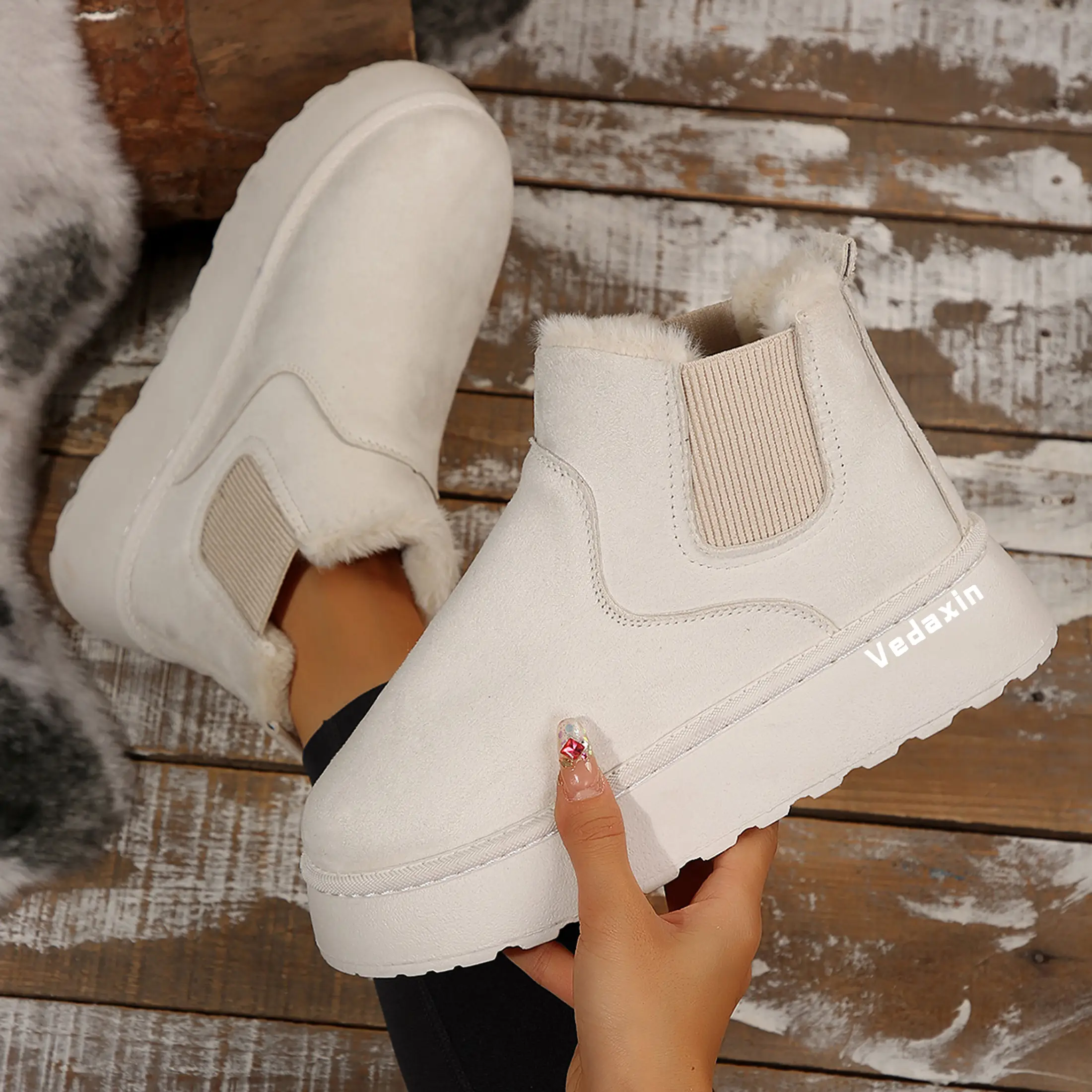 Women's Winter Short Boots for Women Warm Lined Boots Comfortable Suede Lace Up Booties Cute Flat Boot Shoes