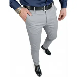 Men's Skinny Stretchy Suit Pants Slim Fit Slacks Tapered Trousers