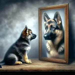 DIY 5D Diamond Painting Kit, Dog Theme Mosaic Art, Home Wall Decor Gift, Full Drill Diamond Stickers, Ca Prop 65 Compliant