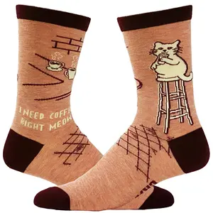 Women's I Need Coffee Right Meow Socks Funny Pet Cat Lover Kitty Novelty Footwear Funny Graphic Socks Comfortable Fitted Spandex Cotton