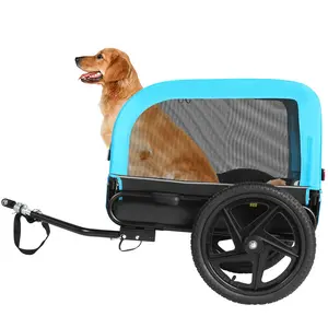 Sepnine Dog Bike Trailer, Easy Folding Cart Frame with Quick Release Wheel, Non-Slip Floor, Internal Leash, for Small and Medium Pets up to 66LBS
