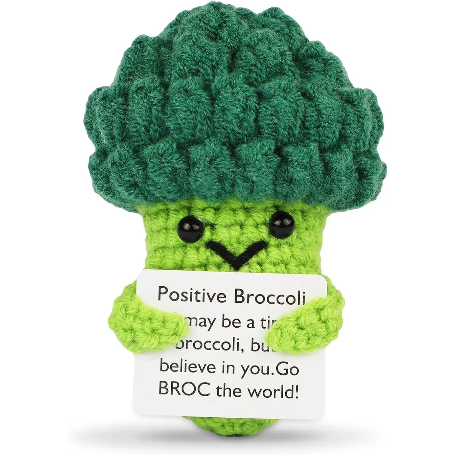 Handmade Emotional Pickle , Cucumber Crochet Doll Inspirational Gifts with Cards, Cute Knitted Funny Support Pickle Potato  Birthday (Broccoli)