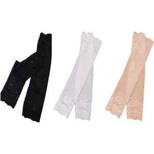 3 Pairs 38CM Summer UV Protection Arm Sleeves Women Sexy Lace Floral Sleeve Arm Warmers Scar Cover Long Fingerless Driving Gloves