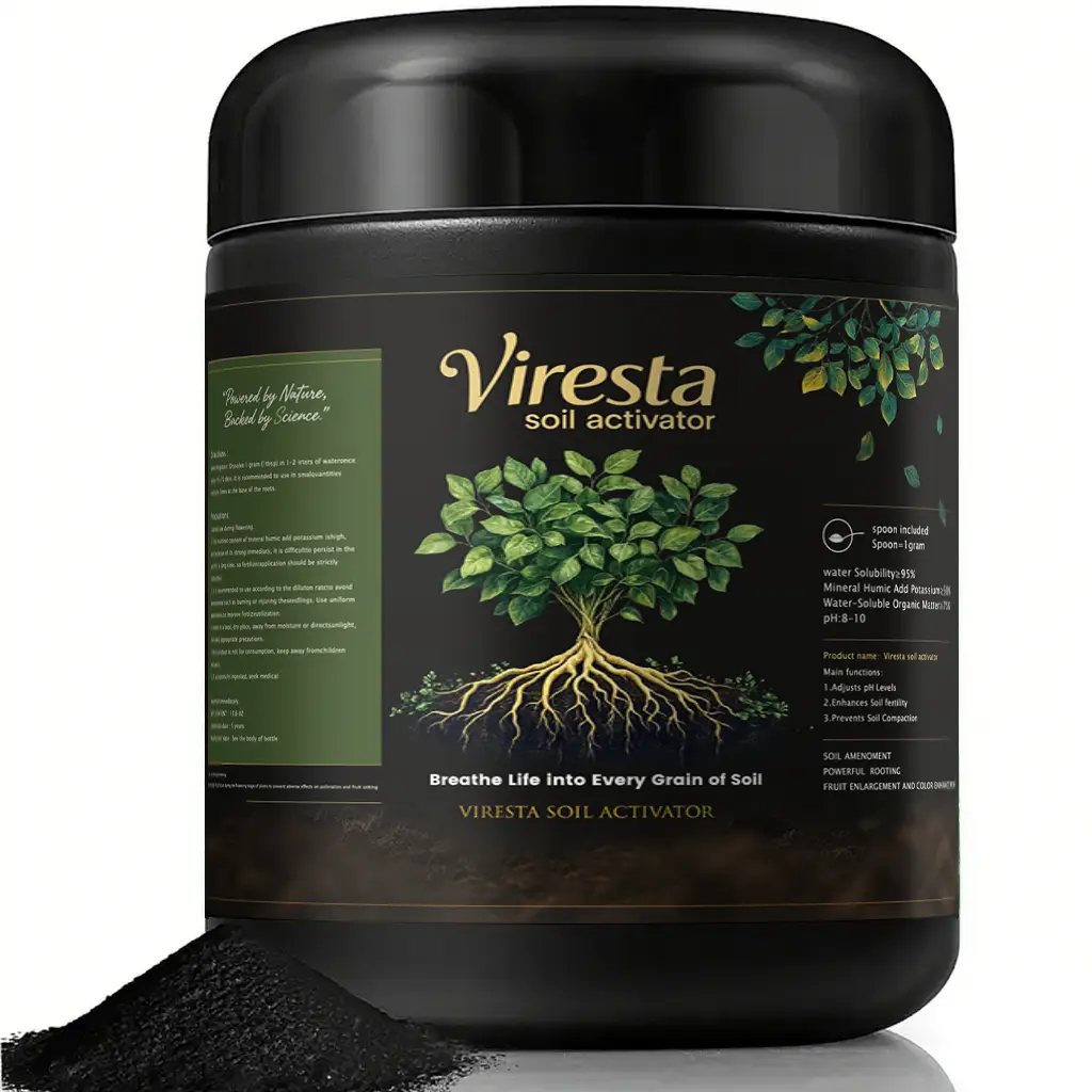 Viresta Soil Revitalizer (13.8oz / 390g), Concentrated Humic Acid Formula for Lawn & Garden Plant Food Enhancer Yields 266 Gallons Fertilizer Lawn & G