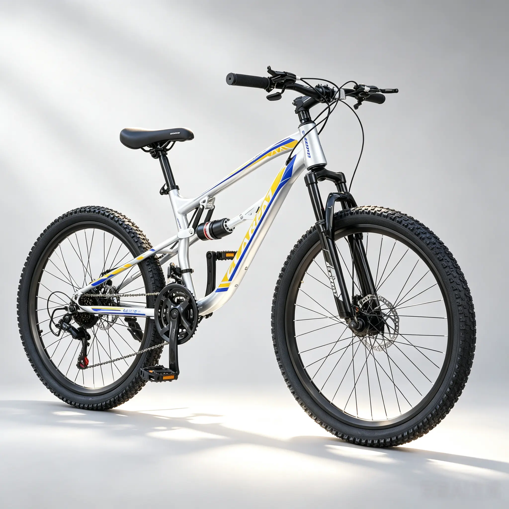 Ecarpat Unisex Teens' Dual Suspension Mountain Bike - 24/26 in, Full-Suspension Steel Frame, 7-Speed, Dual Disc Brakes, Height Adjustable, Spring Wheels, 85% Pre-Assembled for Outdoor Rides, Pre-Assembled 85%