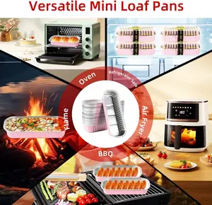 30 Pack Pink Mini Loaf Pans with Lids, Disposable Aluminum Foil Baking Pans for Cakes Bread Meal Prep Containers, Mother Birthday Gift
