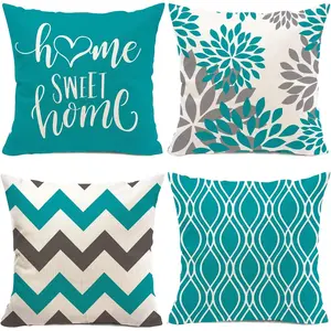 Teal Pillow Covers 20x20 Set of 4,Decorative Turquoise Couch Pillow Cover for Sofa, Cushion Case Outdoor  Decoration (Teal)