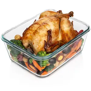 Razab 3300 ml / 112 oz Large Glass Food Container with Locking Lid. Suits Best for storing, baking, roasting. BPA-free, Airtight, Oven & Freezer Safe