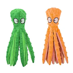 2Pcs Squeaky Dog Toys No Stuffing Crinkle Plush Octopus Dog Teething Toy squeaky dog toys Interactive Dog Toy Dog Training Toy For Puppy Small Medium Large Dog