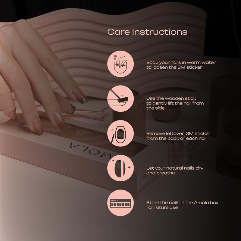 (Buy 2 Get 1) AMOLA - Press on nails Spinning Collection - SB-003 Handmade Press-On Nails [Free Tools with 3M Glue Tabs] Reusable, Long-Lasting, Salon-Quality