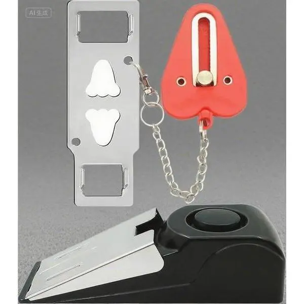 Dual Door Security Bar with Metal Claws - Compact Door Locks & Alarm Kit, Reusable Portable Self-Defense Tool, Home Safety Hardware