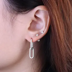 Sanfenly 925 Sterling Silver Huggie Earrings for Women 18K Gold Plated Small Dangle Hoop Earrings with Dangle Charms Cross Spike Moon Star Hypoallergenic Huggie Earrings for Women