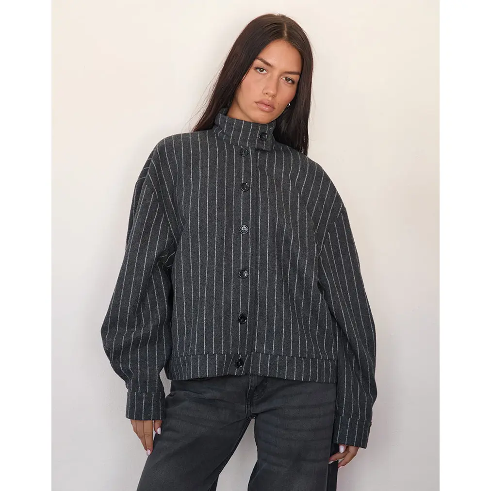 Lastika Jacket in Charcoal Pinstripe
