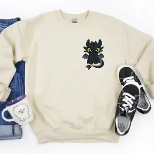 Dragon Crewneck, How To Train Your Dragon Shirt, Hiccup Tee, Cute Dragon Hoodie, The Hidden World 3HFVQ