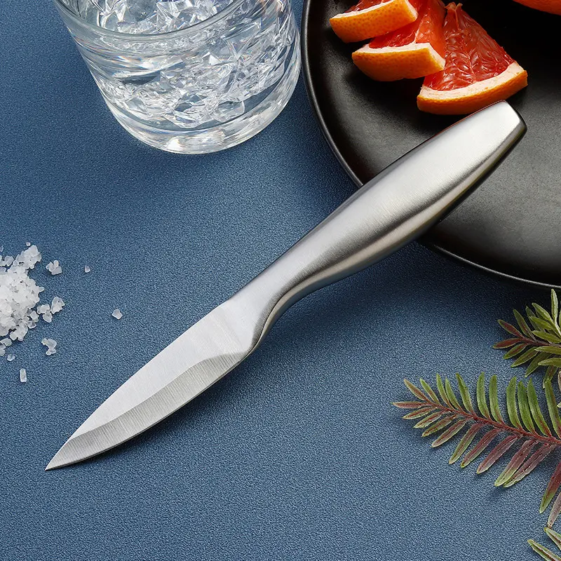 1-Piece Stainless Steel Knives - Seamless Integrated Handle Kitchenware, Sharp Small Blade for Citrus Cutting & Vegetable Prep, Sharpening Compatible
