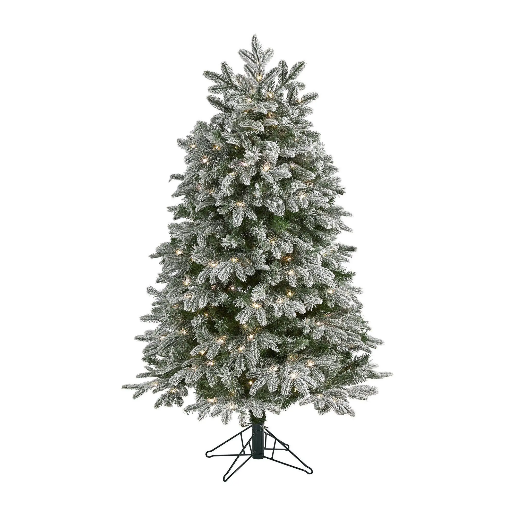 Nearly Natural 7-ft Flocked Co lorado Fir Chri stmas Tree w/LE