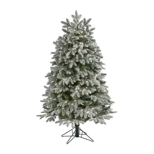 Nearly Natural 7-ft Flocked Co lorado Fir Chri stmas Tree w/LE