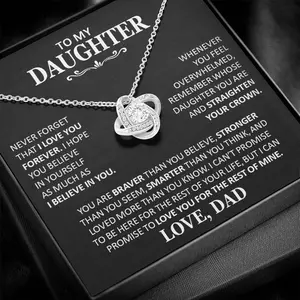 Unique Gift for Daughter From Dad "Never Forget That I Love You" Necklace QR3