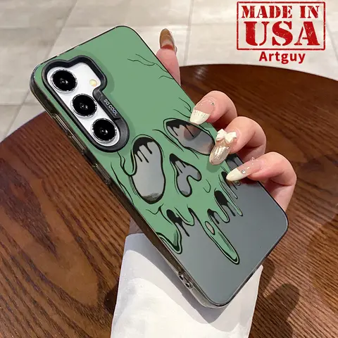 Melting Skull Print Soft Pattern 1.2mm Silicone Smartphone Case - Protective Shockproof Drop-Resistant PC Cover, Slim Fit, Steady Grip, Screen & Cam Buffer for Galaxy S22+ S23 Ultra S24+ S25 Ultra Cellphone Accessories