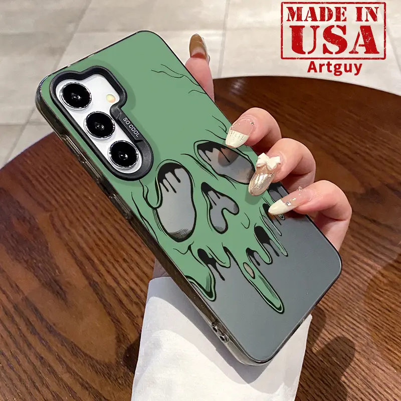 Melting Skull Print Soft Pattern 1.2mm Silicone Smartphone Case - Protective Shockproof Drop-Resistant PC Cover, Slim Fit, Steady Grip, Screen & Cam Buffer for Galaxy S22+ S23 Ultra S24+ S25 Ultra Cellphone Accessories