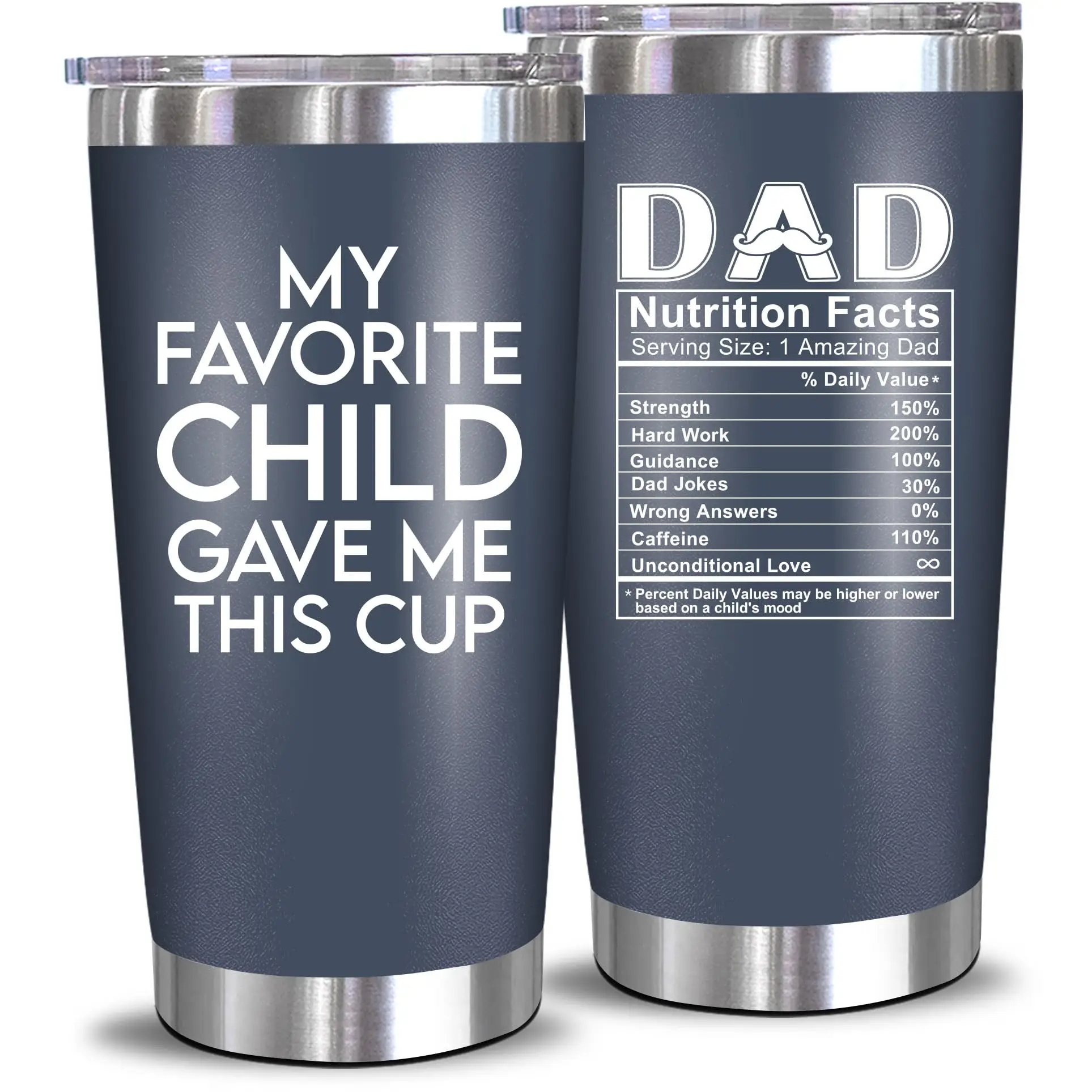 NEWELEVEN My Favorite Child Gave Me This Cup - 20 Oz Stainless Steel Tumbler with Lid & Straw - Birthday Gift for Dad - Vacuum Insulated Drinkware