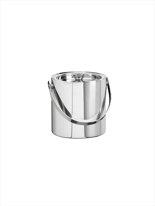 Kraftware 70387 Single Unit Stainless Steel 1.5 Qt Double-Wall Insulated Ice Bucket with Handle, for Kitchen & Bar Use (Includes Bar & Wine Utensils)