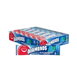 Airheads Full-Size Bars, Blue Raspberry Flavor, Easter Candy Bulk, Easter Basket Essentials Stuffers for Kids and Adults, Individually Wrapped Taffy, Pack of 36 Bars