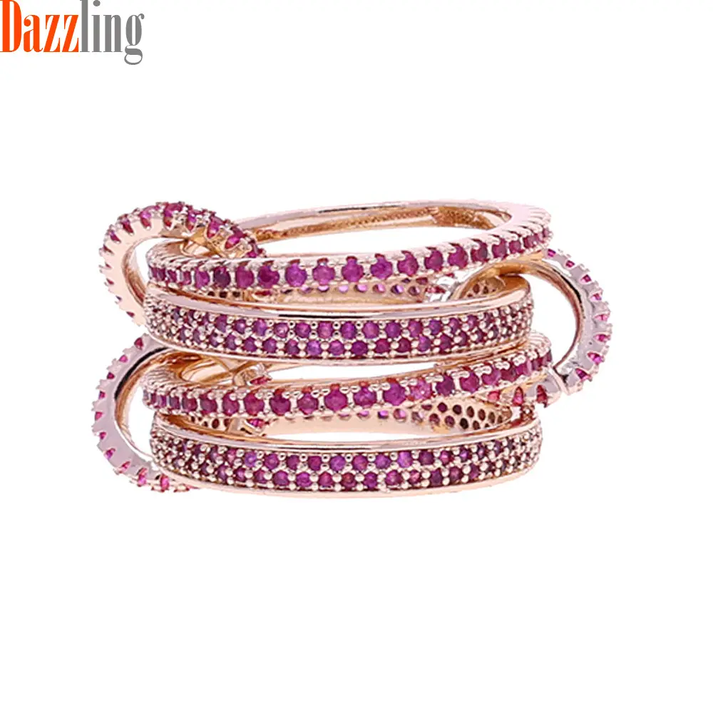 Rose Gold Red Corundum Zirconia 4 Ring
