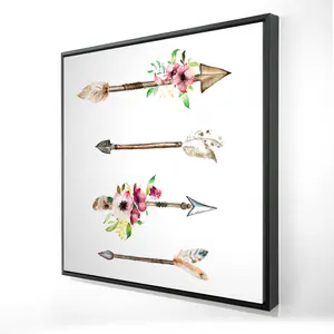 Begin Home Decor 2081-2424-MI89 24 x 24 in. Arrowheads & Flowers Framed Canvas - Floral Bedroom Decor