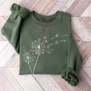 D&D Sweatshirt, Dungeon Master Shirt, Dandelion Flower Dice, Gifts for DM T-Shirt, Funny D and D Sweater, Birthday Gift, D20 Hoodie