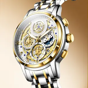 SOLLEN 715 Men’s Luxury Moon Phase Chronograph Watch – Multifunction Quartz with Calendar, Luminous Waterproof Business Casual Design, Steel Strap | Trending Gift for Boyfriend, Husband, or Dad – Birthday, Valentine’s, Father’s Day