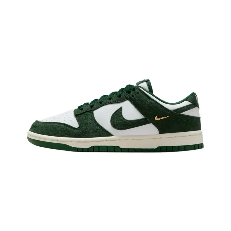Nike Dunk Low ‘Gorge Green Mini Swoosh’ Women’s - Perfect for Casual Footwear Walking Shoes Sneaker Trainer Girl, Daily Wear, Crisp White Panels, Athletic Sneaker, Modern Flair, Gold Accents, Fashion, Leather, Sporty Chic, Classic, Heritage Look