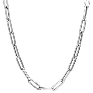 Women's Silver Paper Clip Necklace with Chain