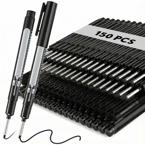 150 count Long Nib Marker Pens Bulk 20mm Deep Hole Markers Quick Dry  Construction Long  Mark Pens for Metal, Steel, Tile, Glass, Carpenter Marking Tool, Black