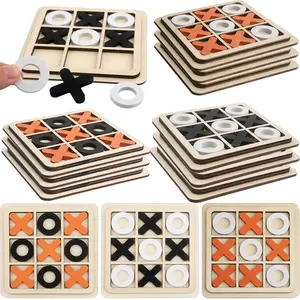 Wooden Tic-Tac-Toe Game Board for Kids, Educational Toy for Early Learning, Develops Logical Thinking Skills, Fun Desktop Game