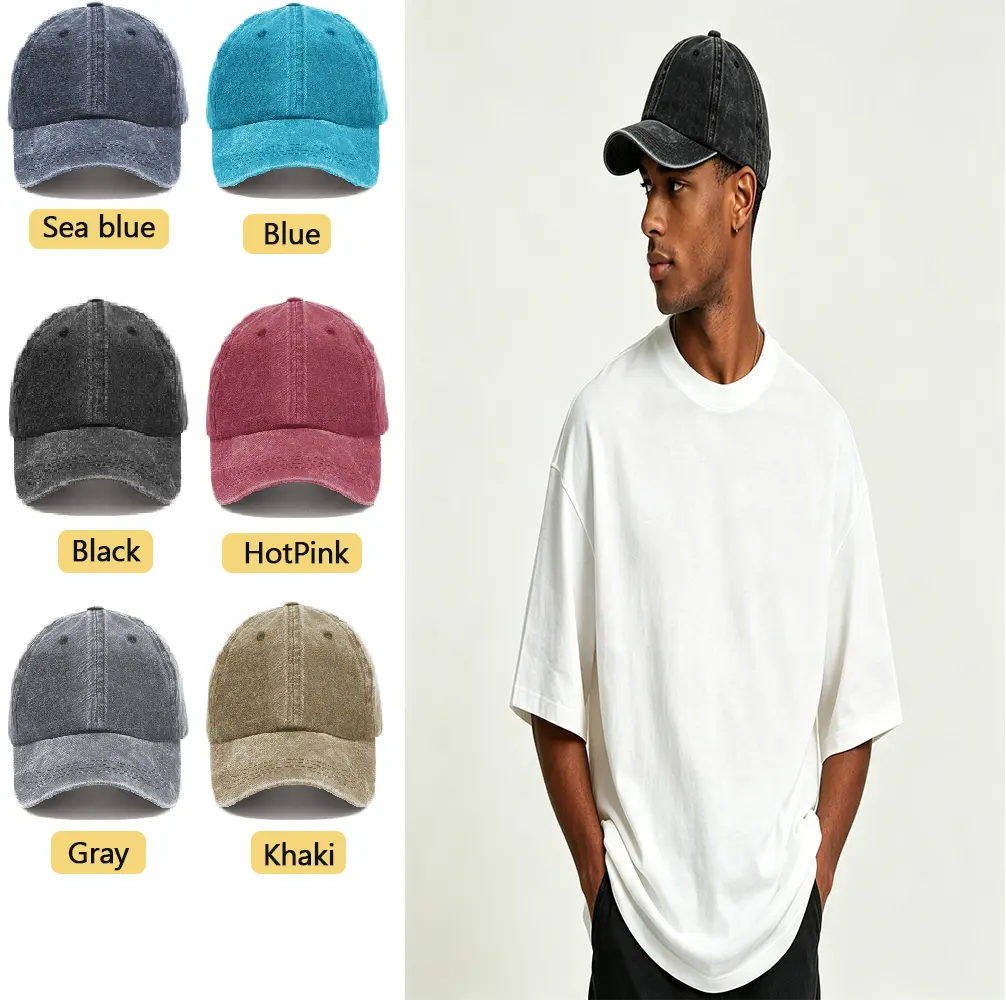 Classic water-washed cotton sun hat, suitable for both men and women, adjustable baseball cap, suitable for outdoor activities and casual wear, applicable to various style combinations, adjustable hat shape