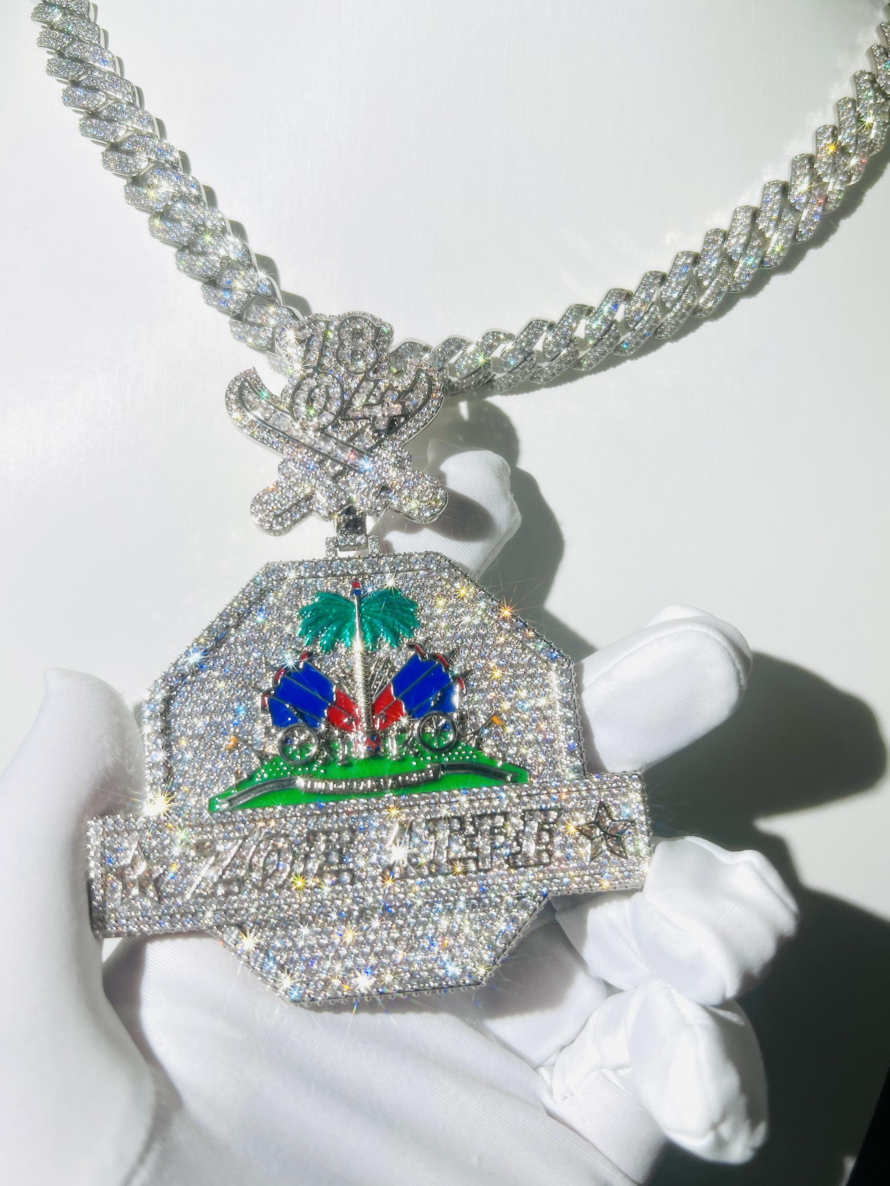 Custom jewelry coconut tree pendant, luxury high-end icy pendant, chilled cartoon medal, men's hip-hop real gold-plated VVS, fashionable trendy hip-hop style jewelry ...