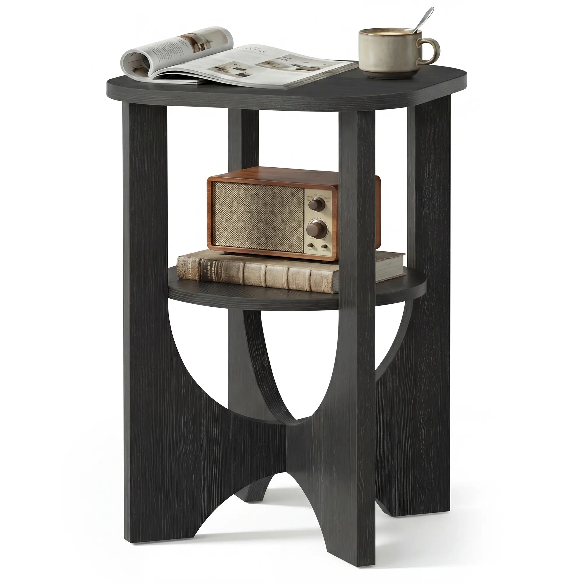 VASAGLE Side Table, 2 Tier Small Accent End Table, Nightstand with Lower Shelf for Small Spaces, Living Room, Bedroom