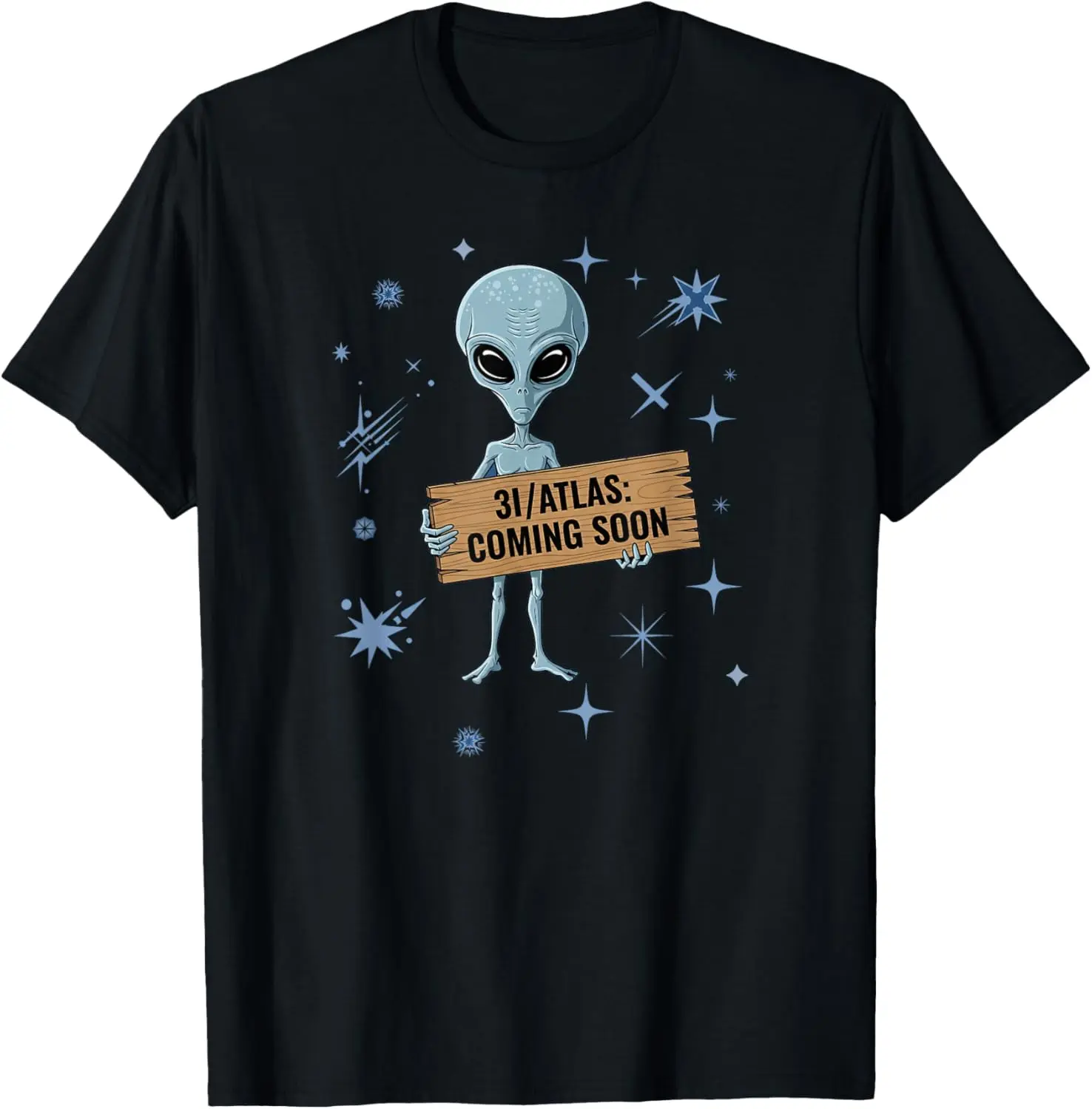 Women's 100% Cotton Short-Sleeve Vintage Everyday T-Shirt - Distressed Streetwear Clothes with 3I/Atlas Interstellar Comet Alien Technology Graphic