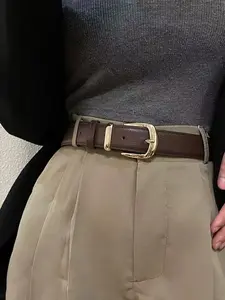 Elegant Buckle Faux Leather Belt for All Seasons, Perfect Match for Coats & Jeans, Casual Style Accessory for Men & Women